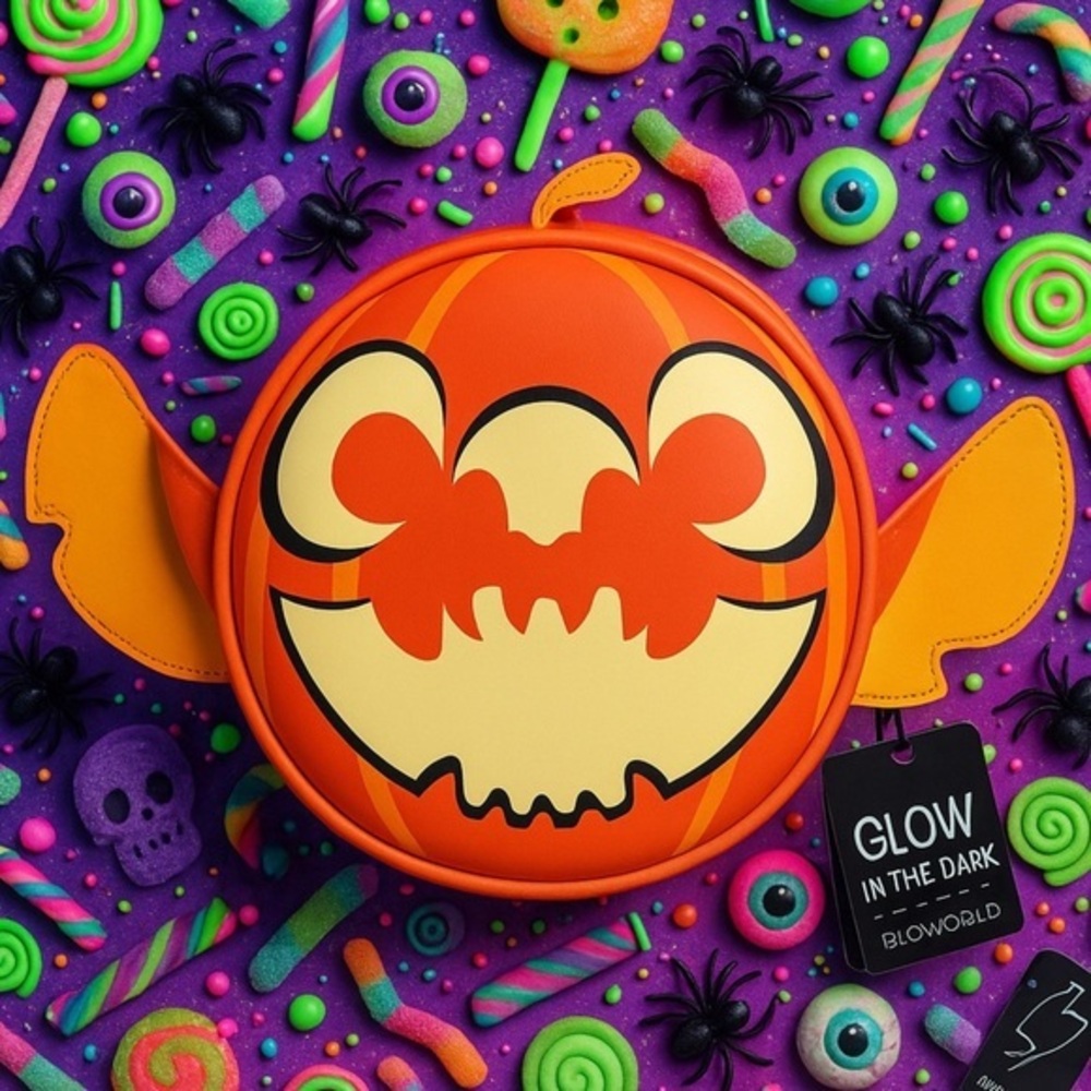 Disney Stitch Pumpkin Glow in the Dark Crossbody Bag Halloween NWT
